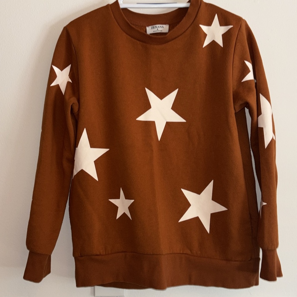Zenana Star Pattern Fleece Crew Neck Sweatshirt & Joggers Set, Size S - Picture 4 of 17